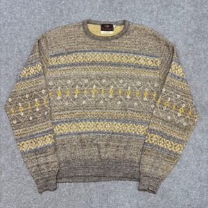 Vintage Richman Brothers Fair Isle Crewneck Sweater Brown Orlon Acrylic XL